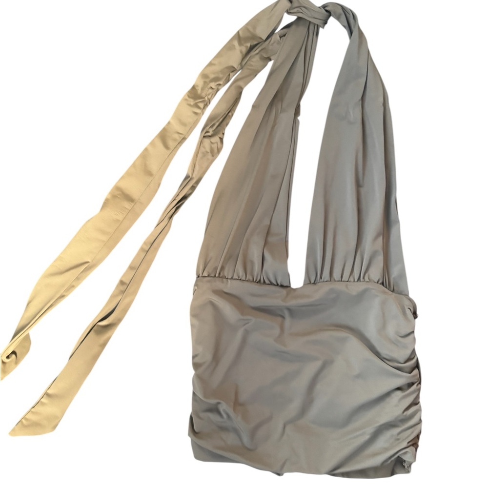 Zara Ruched Halter Top Khaki Women’s